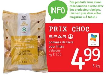 Promotions Pommes de terre pour frites - Spar - Valide de 12/09/2019 à 25/09/2019 chez Spar (Colruytgroup)