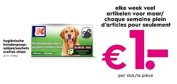 Promotions Hygiënische hondenpoepzakjes-sachets crottes chien - Produit maison - Blokker - Valide de 04/09/2019 à 01/10/2019 chez Blokker