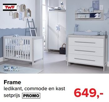 Promoties Frame ledikant, commode en kast setprijs - TWF - Geldig van 02/09/2019 tot 28/09/2019 bij Baby-Dump