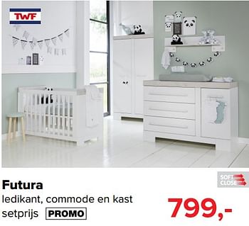 Promoties Futura ledikant, commode en kast setprijs - TWF - Geldig van 02/09/2019 tot 28/09/2019 bij Baby-Dump