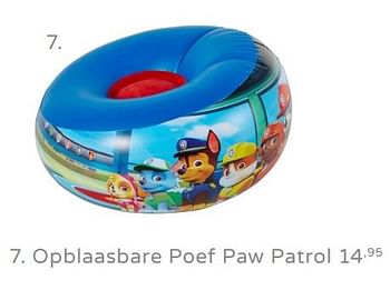 Promoties Opblaasbare poef paw patrol - PAW  PATROL - Geldig van 08/09/2019 tot 28/09/2019 bij Baby & Tiener Megastore