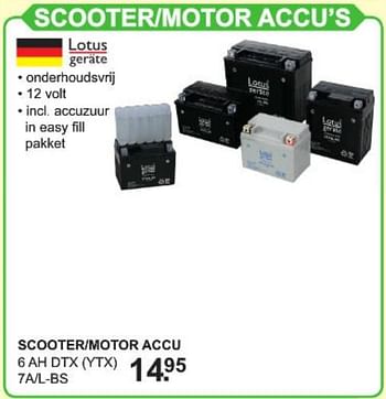 Promoties Scooter-motor accu`s scooter-motor accu - Lotus Geräte - Geldig van 09/09/2019 tot 28/09/2019 bij Van Cranenbroek