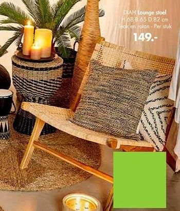 Promoties Diah lounge stoel - Huismerk - Casa - Geldig van 06/08/2019 tot 29/09/2019 bij Casa