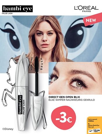 Promoties Op de mascara`s l`oréal mascara bambi eye false lash - L'Oreal Paris - Geldig van 11/09/2019 tot 24/09/2019 bij DI