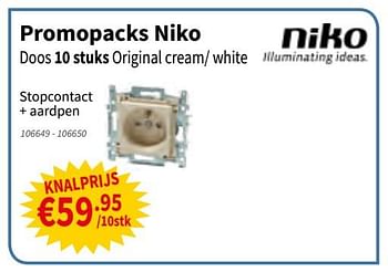 Promotions Promopacks niko stopcontact + aardpen - Niko - Valide de 12/09/2019 à 25/09/2019 chez Cevo Market