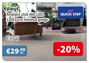 Promoties Vinyl ambiant click amcl001 minimal greige - QuickStep - Geldig van 12/09/2019 tot 25/09/2019 bij Cevo Market