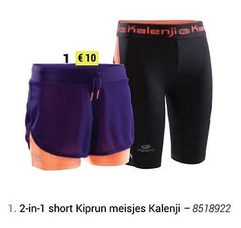 Promoties 2-in-1 short kiprun meisjes kalenji - Kalenji - Geldig van 01/09/2019 tot 30/09/2019 bij Decathlon
