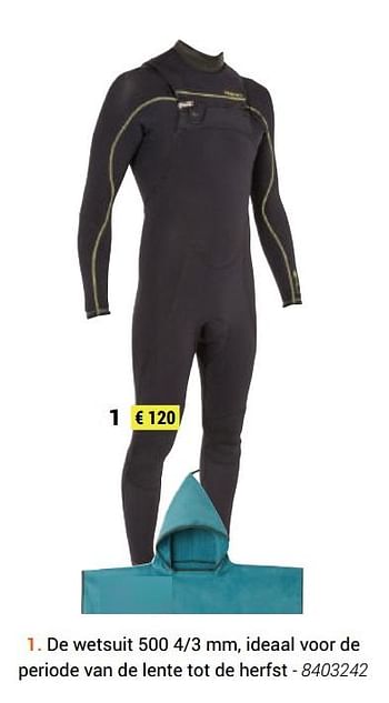 Promoties De wetsuit 500 4-3 mm - Huismerk - Decathlon - Geldig van 01/09/2019 tot 30/09/2019 bij Decathlon