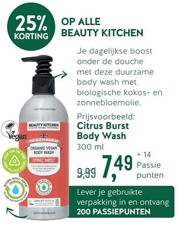 Promoties Op alle beauty kitchen citrus burst body wash - Beauty Kitchen - Geldig van 09/09/2019 tot 06/10/2019 bij Holland & Barret
