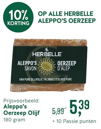 Promotions Op alle herbelle aleppo`s oerzeep aleppo`s oerzeep olijf - Herbelle - Valide de 09/09/2019 à 06/10/2019 chez Holland & Barret