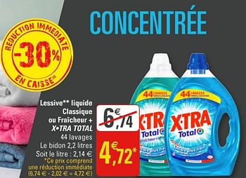 X-TRA Lessive liquide classique ou fraîcheur + x-tra total - En promotion  chez G20