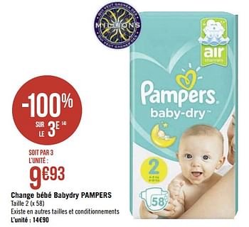 Promoties Change bébé babydry pampers - Pampers - Geldig van 09/09/2019 tot 22/09/2019 bij Super Casino