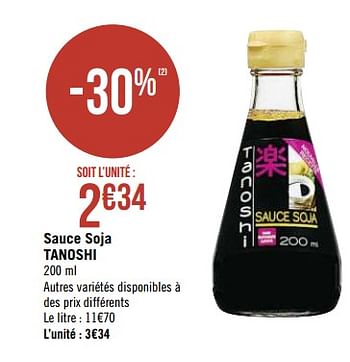 Promoties Sauce soja tanoshi - Tanoshi - Geldig van 09/09/2019 tot 22/09/2019 bij Super Casino