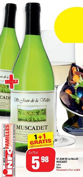 Promoties St jean de la vallee muscadet loire blanc - Witte wijnen - Geldig van 11/09/2019 tot 17/09/2019 bij Match