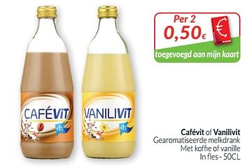 Promotions Cafévit of vanilivit gearomatiseerde melkdrank met koffie of vanille - Produit maison - Intermarche - Valide de 01/09/2019 à 30/09/2019 chez Intermarche