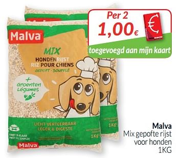 Promotions Malva mix gepofte rijst voor honden - Malva - Valide de 01/09/2019 à 30/09/2019 chez Intermarche