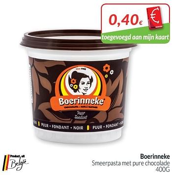Promoties Boerinneke smeerpasta met pure chocolade - 't Boerinneke - Geldig van 01/09/2019 tot 30/09/2019 bij Intermarche