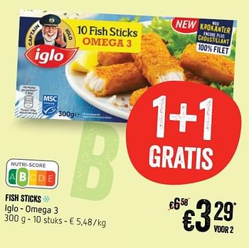 Promoties Fish sticks iglo - omega 3 - Iglo - Geldig van 12/09/2019 tot 18/09/2019 bij Delhaize