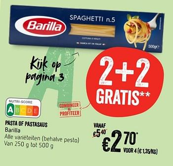 Promotions Pasta of pastasaus barilla - Barilla - Valide de 12/09/2019 à 18/09/2019 chez Delhaize