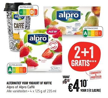 Promoties Alternatief voor yoghurt of koffie alpro of alpro caffè - Alpro - Geldig van 12/09/2019 tot 18/09/2019 bij Delhaize