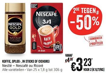 Promoties Koffie, oplos-, in sticks of cichorei nestlé - Nescafe - Geldig van 12/09/2019 tot 18/09/2019 bij Delhaize