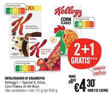 Promoties Ontbijtgranen of graanrepen kellogg`s - Kellogg's - Geldig van 12/09/2019 tot 18/09/2019 bij Delhaize