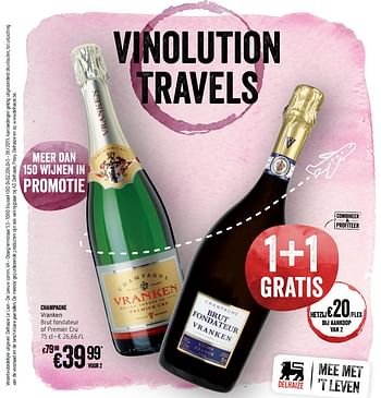 Promotions Champagne vranken brut fondateur of premier cru - Champagne - Valide de 12/09/2019 à 18/09/2019 chez Delhaize