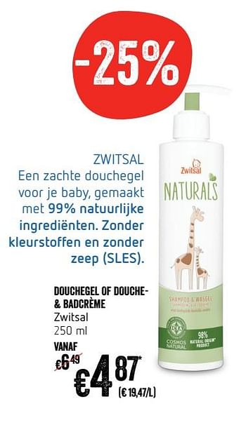 Promoties Douchegel of douche- + badcrème zwitsal - Zwitsal - Geldig van 12/09/2019 tot 18/09/2019 bij Delhaize