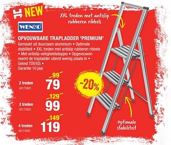 Promotions Opvouwbare trapladder premium - Wenko - Valide de 05/09/2019 à 22/09/2019 chez HandyHome