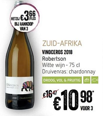 Promoties Vinoceros 2018 robertson witte wijn - Witte wijnen - Geldig van 12/09/2019 tot 18/09/2019 bij Delhaize