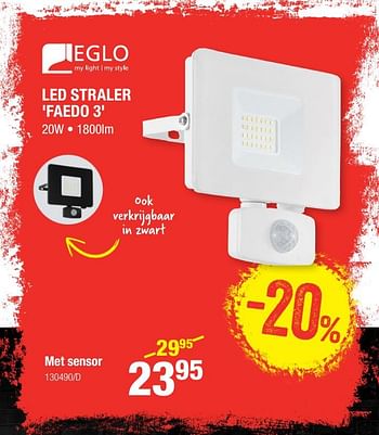 Promotions Eglo led straler faedo 3 met sensor - Eglo - Valide de 05/09/2019 à 22/09/2019 chez HandyHome