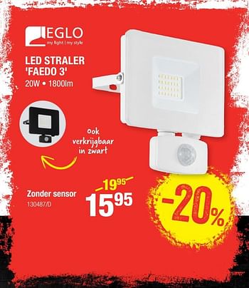 Promoties Eglo led straler faedo 3 zonder sensor - Eglo - Geldig van 05/09/2019 tot 22/09/2019 bij HandyHome