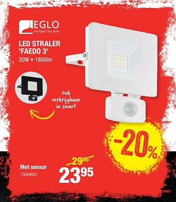 Promoties Eglo led straler faedo 3 met sensor - Eglo - Geldig van 05/09/2019 tot 22/09/2019 bij HandyHome