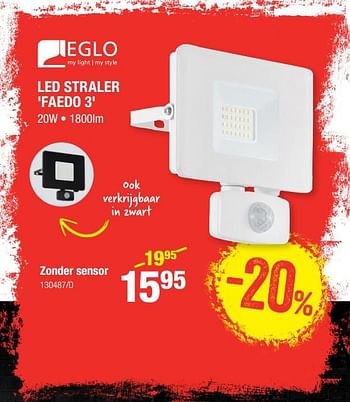 Promoties Eglo led straler faedo 3 zonder sensor - Eglo - Geldig van 05/09/2019 tot 22/09/2019 bij HandyHome