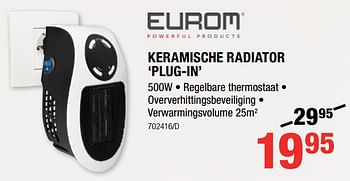 Promoties Eurom keramische radiator plug-in - Eurom - Geldig van 05/09/2019 tot 22/09/2019 bij HandyHome