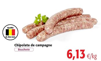 Promotions Chipolata de campagne - Produit maison - Colruyt - Valide de 11/09/2019 à 24/09/2019 chez Colruyt