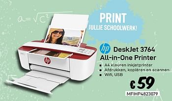 Promoties Hp deskjet 3764 all-in-one printer - HP - Geldig van 23/08/2019 tot 30/09/2019 bij Compudeals