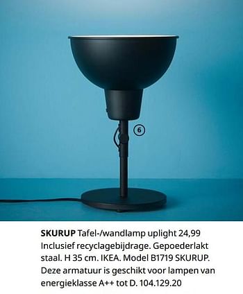 Promoties Skurup tafel--wandlamp uplight - Huismerk - Ikea - Geldig van 23/08/2019 tot 31/07/2020 bij Ikea