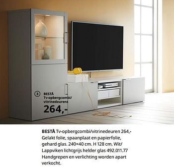 Promoties Besta tv-opbergcombi-vitrinedeuren - Huismerk - Ikea - Geldig van 23/08/2019 tot 31/07/2020 bij Ikea