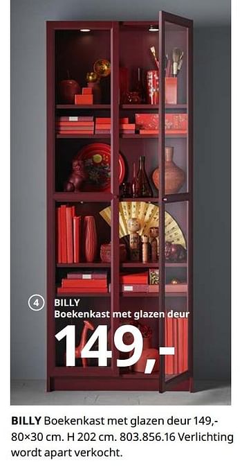technisch wond comfortabel Huismerk - Ikea Billy boekenkast met glazen deur - Promotie bij Ikea