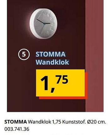 Promoties Stomma wandklok - Huismerk - Ikea - Geldig van 23/08/2019 tot 31/07/2020 bij Ikea