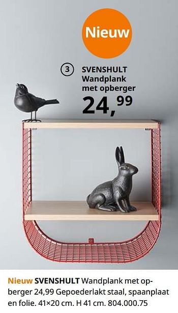 Promotions Svenshult wandplank met opberger - Produit maison - Ikea - Valide de 23/08/2019 à 31/07/2020 chez Ikea