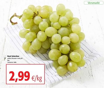 Promoties Boni selection witte druiven met pit - Boni - Geldig van 11/09/2019 tot 24/09/2019 bij Colruyt