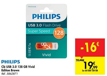 Promotions Philips clé usb 3.0 128 gb vivid edition brown - Philips - Valide de 11/09/2019 à 23/09/2019 chez Carrefour