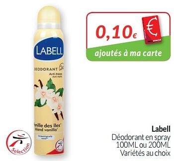 Promotions Labell déodorant en spray - Labell - Valide de 01/09/2019 à 30/09/2019 chez Intermarche