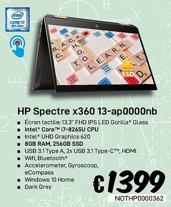 Promotions Hp spectre x360 13-apoooonb - HP - Valide de 23/08/2019 à 30/09/2019 chez Compudeals