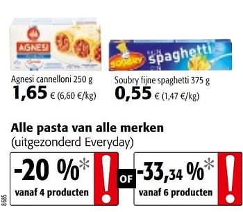 Promotions Alle pasta van alle merken - Produit maison - Colruyt - Valide de 11/09/2019 à 24/09/2019 chez Colruyt