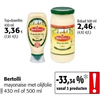 Promotions Bertolli mayonaise met olijfolie - Bertolli - Valide de 11/09/2019 à 24/09/2019 chez Colruyt