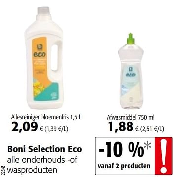 Promoties Boni selection eco alle onderhouds -of wasproducten - Boni - Geldig van 11/09/2019 tot 24/09/2019 bij Colruyt