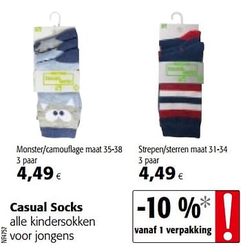 Promoties Casual socks alle kindersokken voor jongens - Casual Socks - Geldig van 11/09/2019 tot 24/09/2019 bij Colruyt